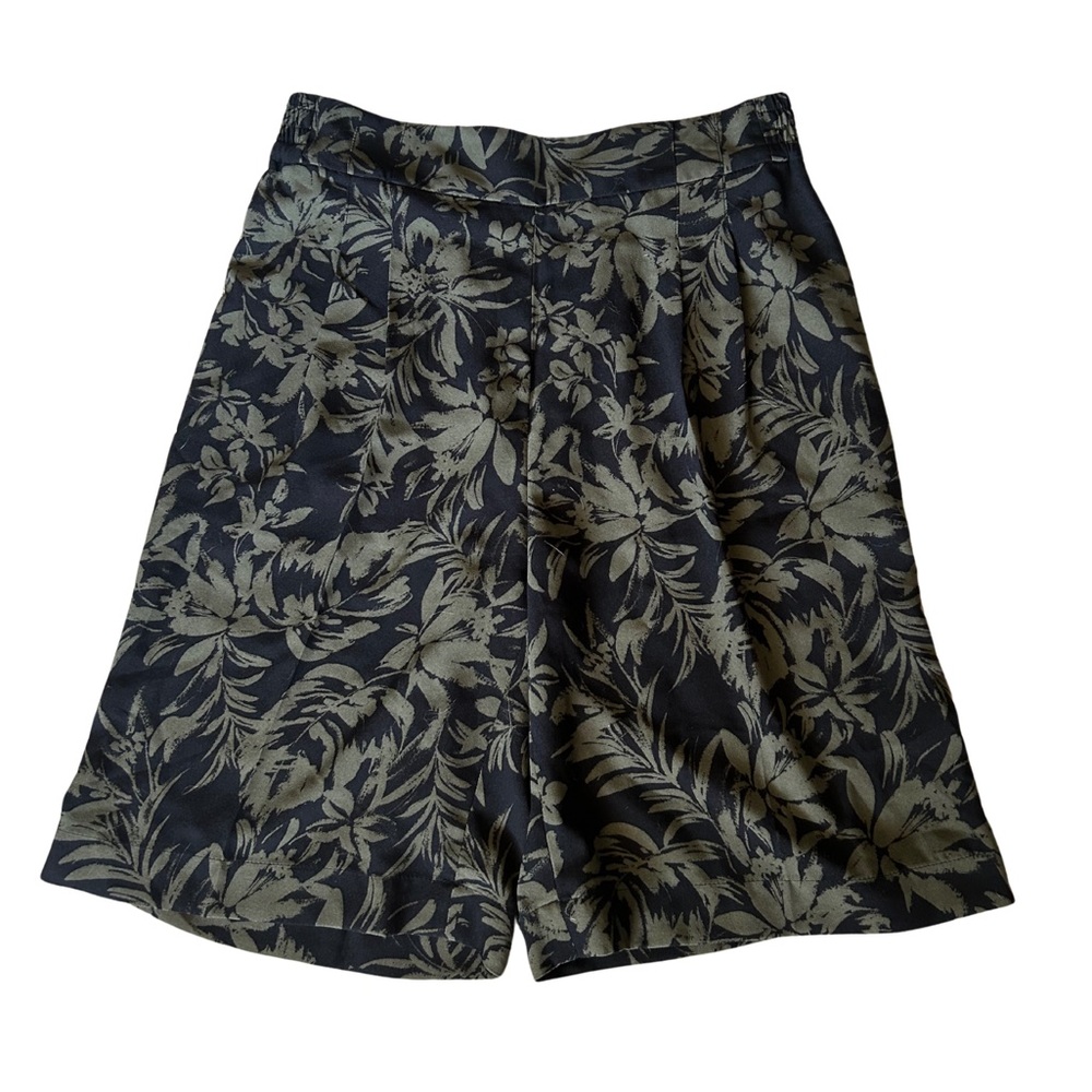 chelsea 28 black & green floral bermuda shorts